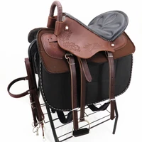 saddle full set horse harness cowhide print big horse saddle for tourists pony short equestrian supplies saddle cushion free