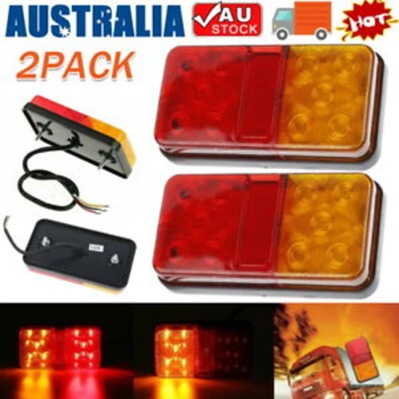 

2pcs LED Square Tail Light 12V Trailer Truck Number Parking Lights STOP/BRAKE Rear Lights Truck Accessories