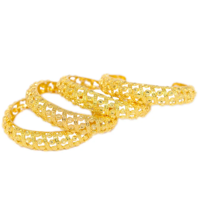 

Dubai Balls Bangles for Women Ethiopian Bracelets Wedding Jewelry African Gifts Gold Color Islam Middle East Gold Bangle