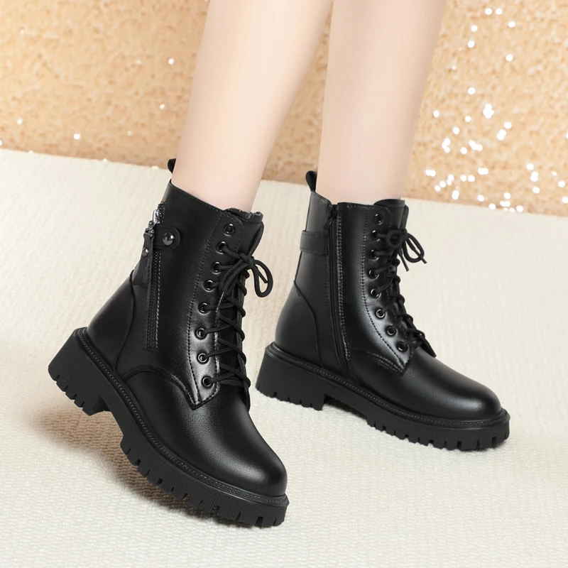 AIYUQI Зимние женские ботинки из натуральной шерсти новинка 2024 нескользящие