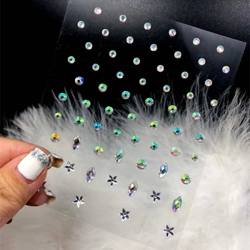 

1pc Disposable Tattoo Stickers DIY Eyes Face Body Waterproof Makeup Stickers Color Crystal Diamond Makeup Tools Face Jewelry