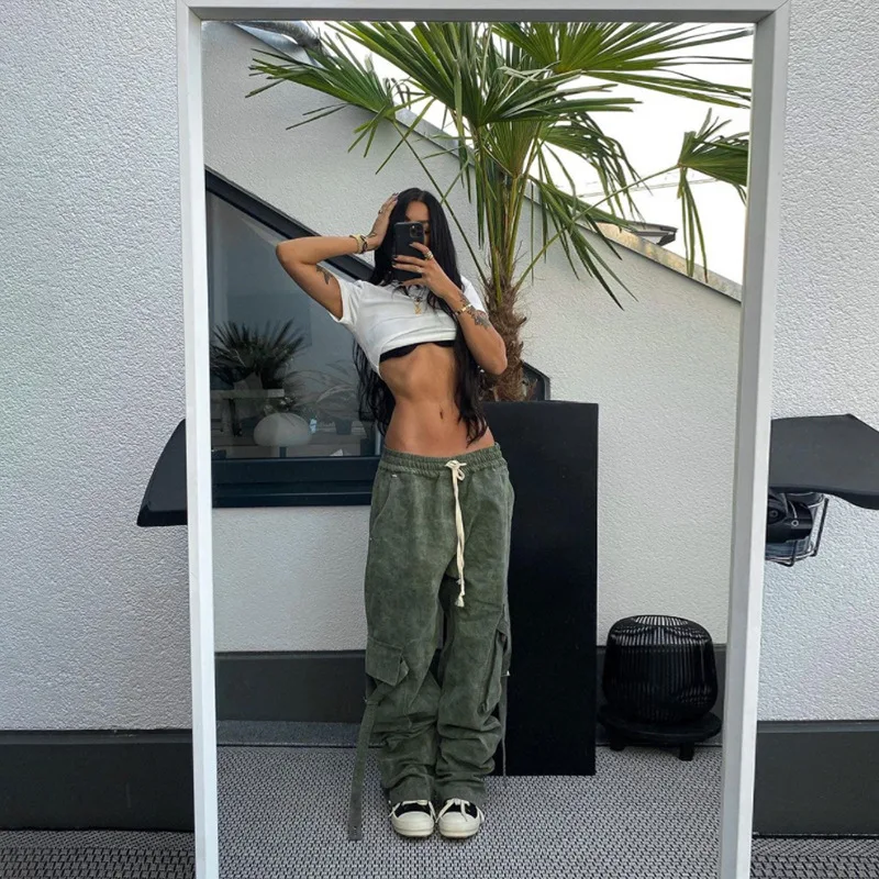 

Fashion Y2K Jeans Pants For Women Hipster Irregular Ribbons Cool Girl High Street Trousers Harajuku Heavy Jurk