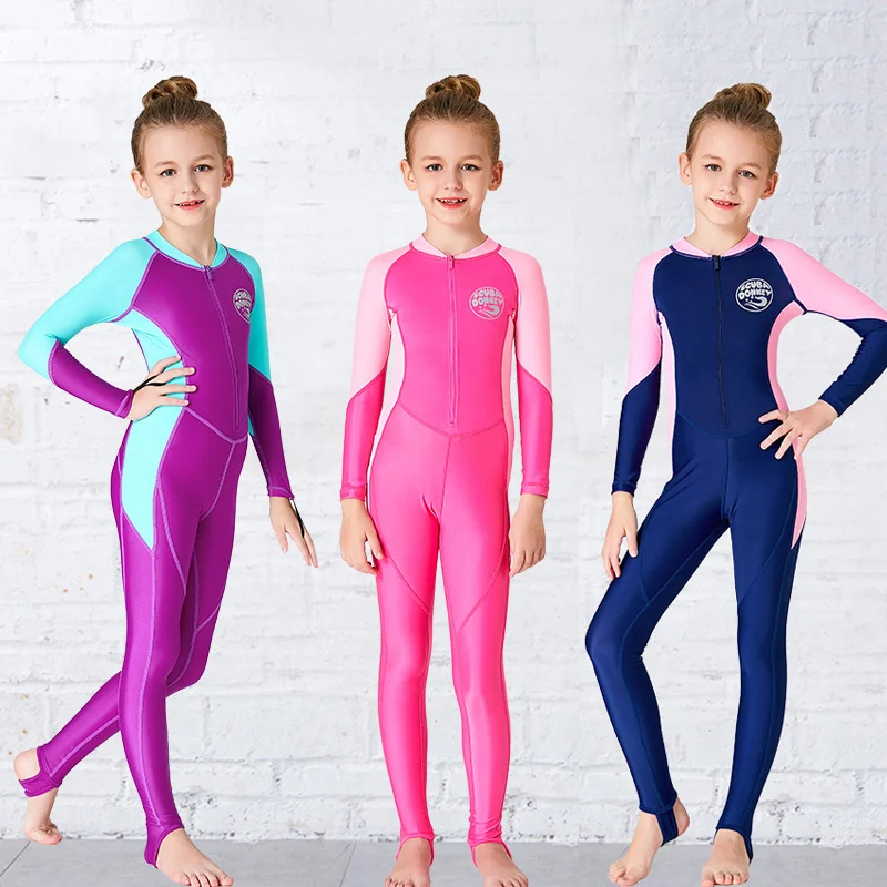 

Front Zipper Muslim Swimwear Islamic Swimming Suit For Girls Burkinis Kids Long Sleeve Swimsuit Moslim Badmode Sportswear