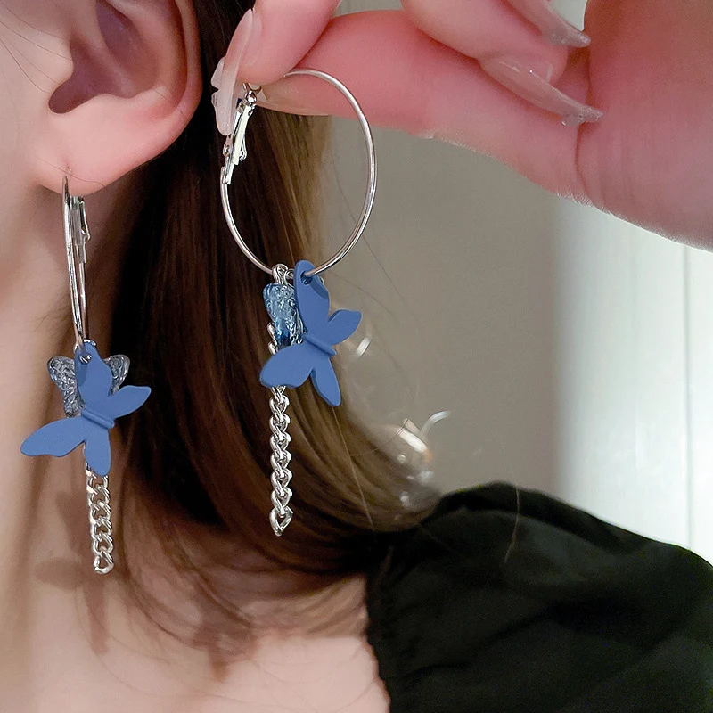 

Новые корейские серьги-бабочки с кисточками, корейские нишевые модные серьги