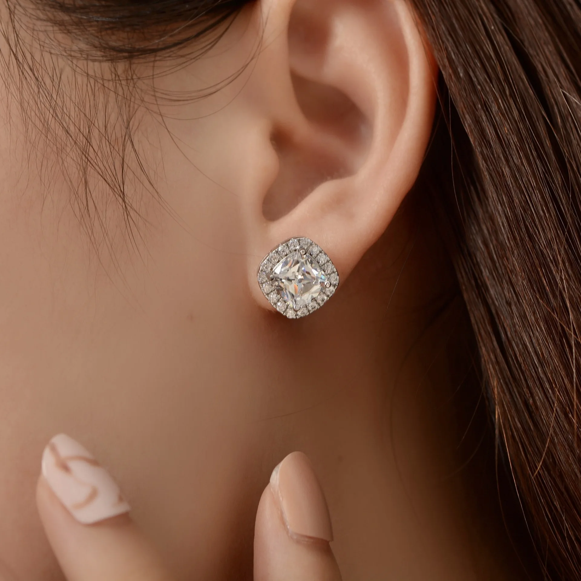 Boucles d'oreilles carrées à haute teneur en carbone, plaqué or 18K, 1CT, pour femmes, mariage, fiançailles, cadeau de mariée, bijoux