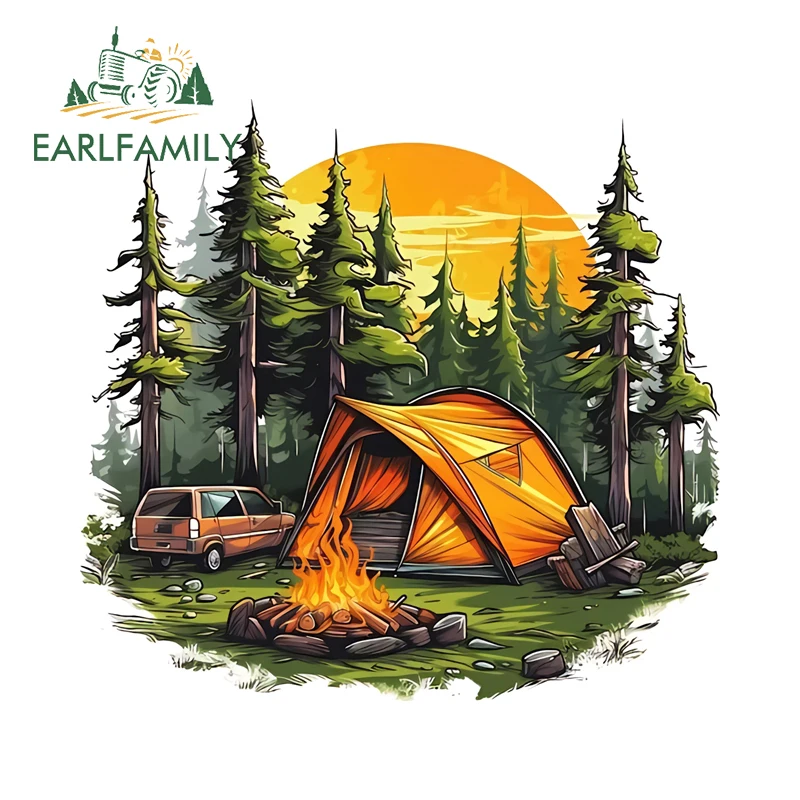 EARLFAMILY Ретро стиль походная точечная графика автомобильные наклейки интересный замечательный пейзаж тематическая наклейка виниловый кузов автомобиля устойчивый к царапинам