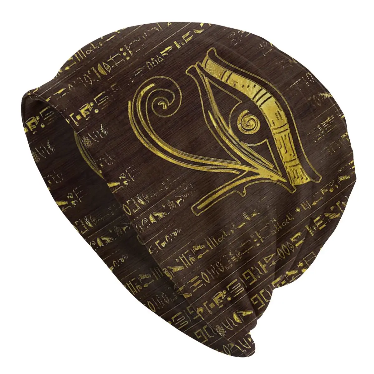 

Eye Of Horus And Hieroglyphics On Wood Bonnet Homme Ancient Egypt Egyptian Skullies Beanies Caps Creative Cotton Hats