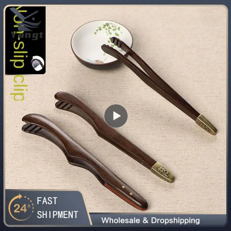 

Versatile Tea Clip Fall-proof Convenient Teacup Clip Ebony Alloy Tweezer Tea Tweezers Non-slip Sawtooth Bamboo Wooden Tea Clips