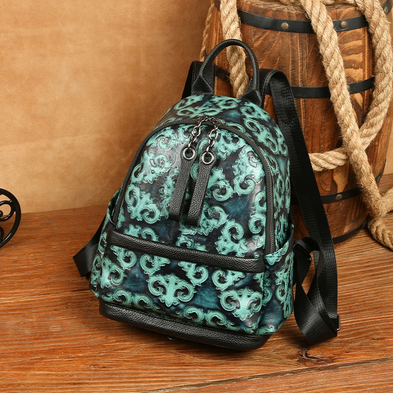 Рюкзак Johnature из натуральной кожи с тиснением в стиле ретро женская сумка ручной