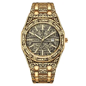 Retro Men's Watch Luxury Bussine Quartz Wristwatch Calendar Dial Casual Stainless Strap Watches Men  in India