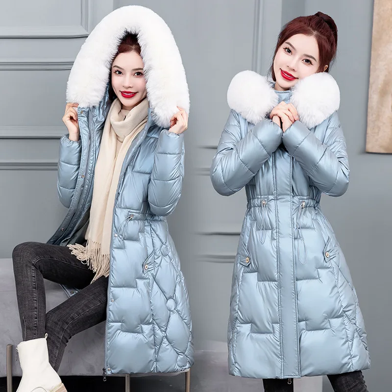 PinkyIsBlack 2022 Winter Women Jacket Coats Long Parkas Female Down Cotton Fur Hooded Thick Warm Jackets Waterproof Casual Coat