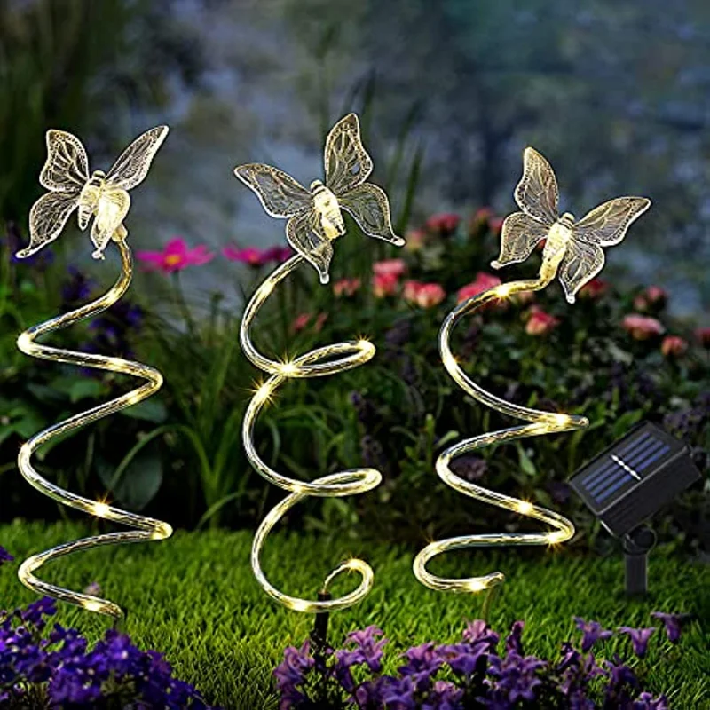 

Solar Lights Spiral Butterfly Garden StakeLighting Modes Butterfly Figurines Decorative Outdoor Pathway Waterproof Yard Lawn