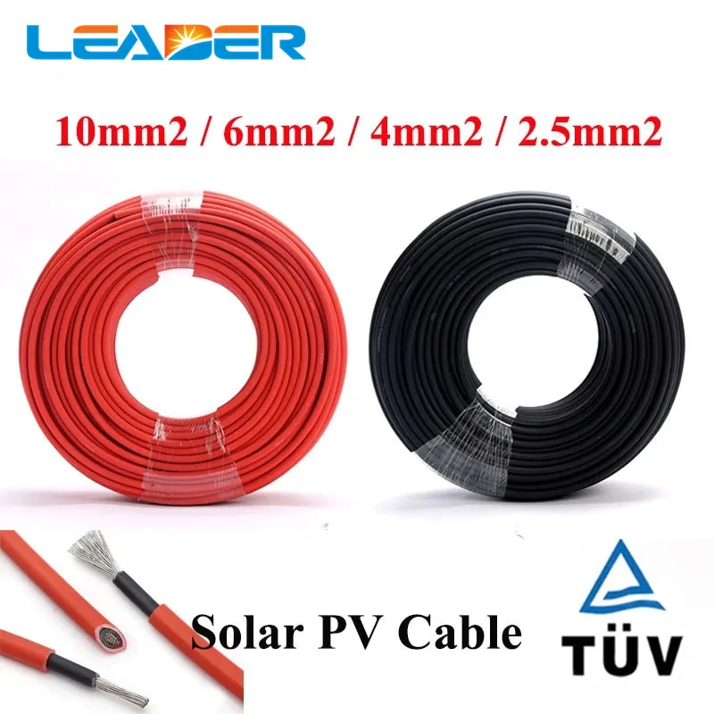 

Фотоэлектрические кабели TUV UL, 200 метров/рулон, 4 кв. Мм, 6 кв. Мм, 12AWG 10AWG PV солнечный кабель, сертификация TUV, черные и красные цвета