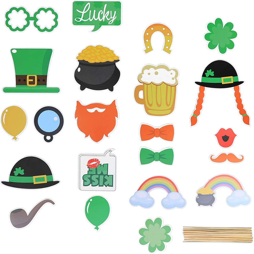 

1 Set of Patrick's Party Themed Handheld Props Party Photography Booth Props