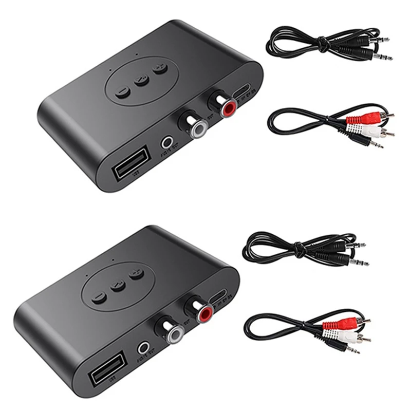 

2X Bluetooth 5.0 Audio Receiver RCA 3.5Mm AUX Jack Stereo Music Wireless Adapter With Mic For Car Kit Speaker Amplifier