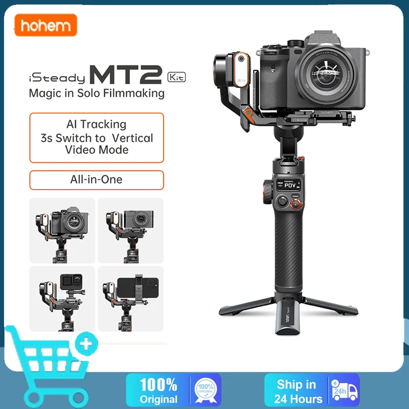 

Hohem iSteady MT2 Mirrorless Cameras Handheld Gimbal 4-in-1 Stabilizer With Fill Light AI Track For SONY Canon