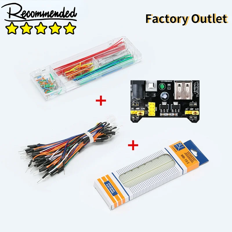 

Макетная плата MB102 с модулем питания, без пайки, 65 гибких перемычек, 140 шт.