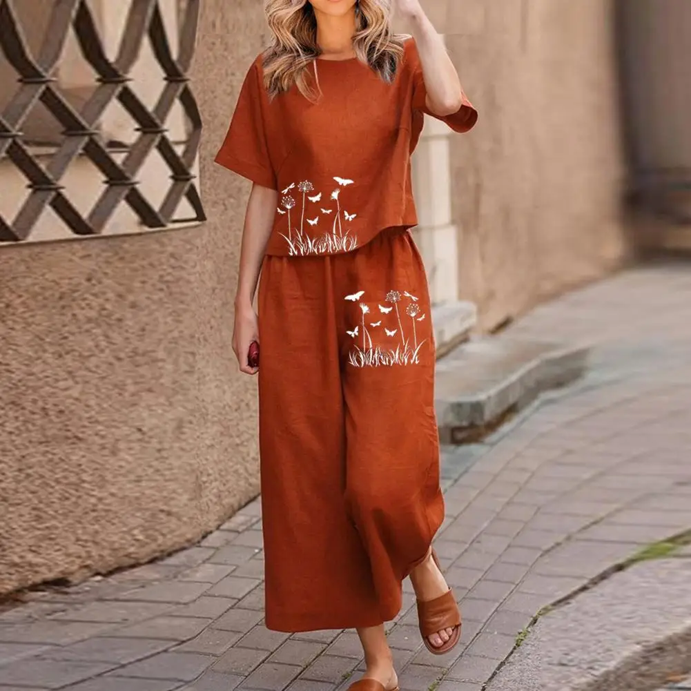 

Beautiful Lady Top Pants Set Deep Crotch Women Summer Tracksuit Short Sleeves Casual Soft Women Summer Tracksuit Sport