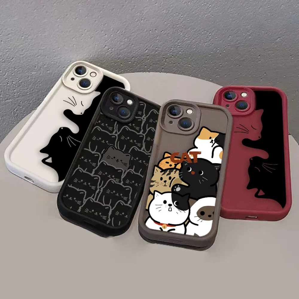 Чехол для телефона с рисунком черного котенка и кота VIVO V23 V23E V25 V27 V27E V29 V30 V30E V40 X60 X70