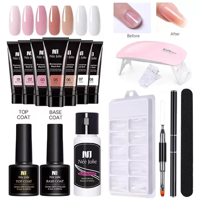 

Nail Gel Set nail art kit LED Lamp Full Manicure Set Quick Extension Nail Kit Gel Building Polygels Set 6W gel nail polish set