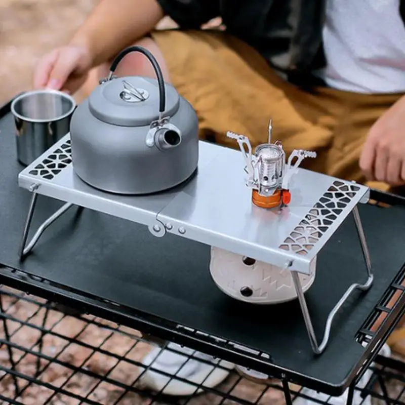 

1pc Portable Folding Camping Tables Gases Tank Folding Tables Outdoor Stainless Steel Barbecue Table For Hiking Camping Travel