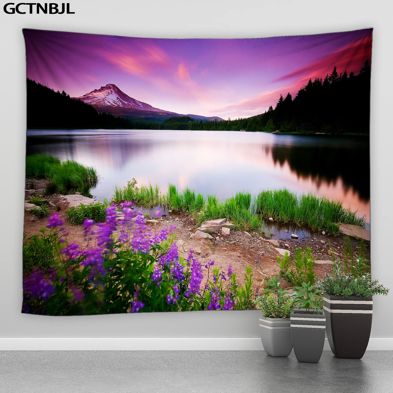 

Ландшафтный искусственный гобелен в стиле хиппи, лес, озеро, горные стены, настенные украшения, тканевый художественный фон, декор комнаты