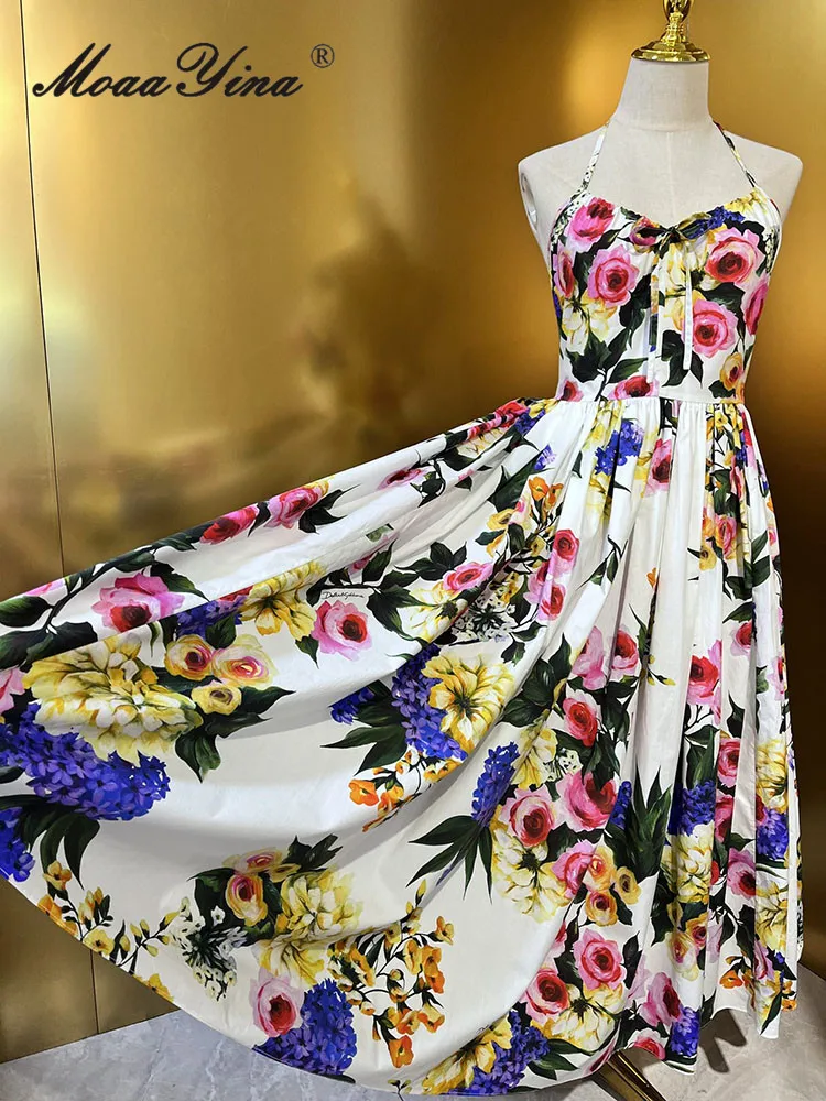 Женское Хлопковое платье с открытой спиной MoaaYina праздничное средней длины