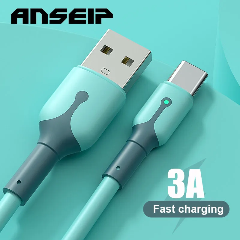 

ANSEIP Type c Silicone USB Phone Charge cable USB c 3A Fast Charging Cable Type c Cable For Samaung Huawei Xiaomi Sony OPPO ViVo