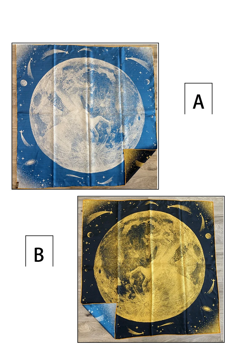 

Moon Horse Print Mulberry Silk Scarfs Luxury Designer Bag Bandana 90CM Hem Rolling Scarfs Foulard Headband Luxury Accessories