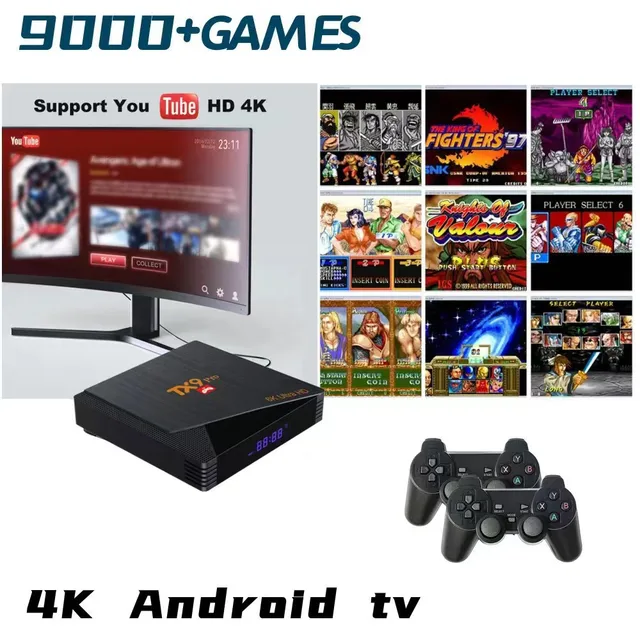 64G Android 10 TX9 Pro Smart TV Box 10000 Games Portable 4K Media player 2 in1 Retro For Video Game Console PK IpTv BOX 5