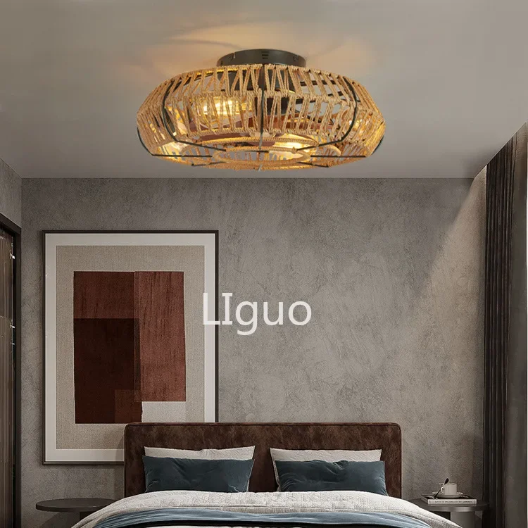 Веревочная лампа ручной работы с потолочными вентиляторами постоянный ток 85-260 в