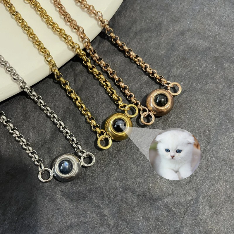 Personalized Custom Photo Projection Bracelet Simple Circle Pendant Titanium Steel Bracelet for Women Jewelry Couple Gifts