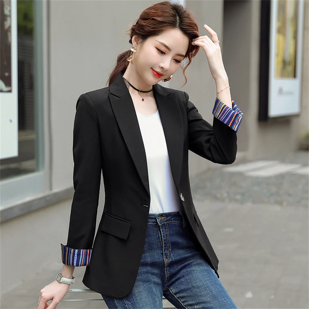 Women Formal Jacket 2023 New in Office Lady Female Black Bule Green Long Sleeve Single Breasted Fashion Work Wear Blazer Coat