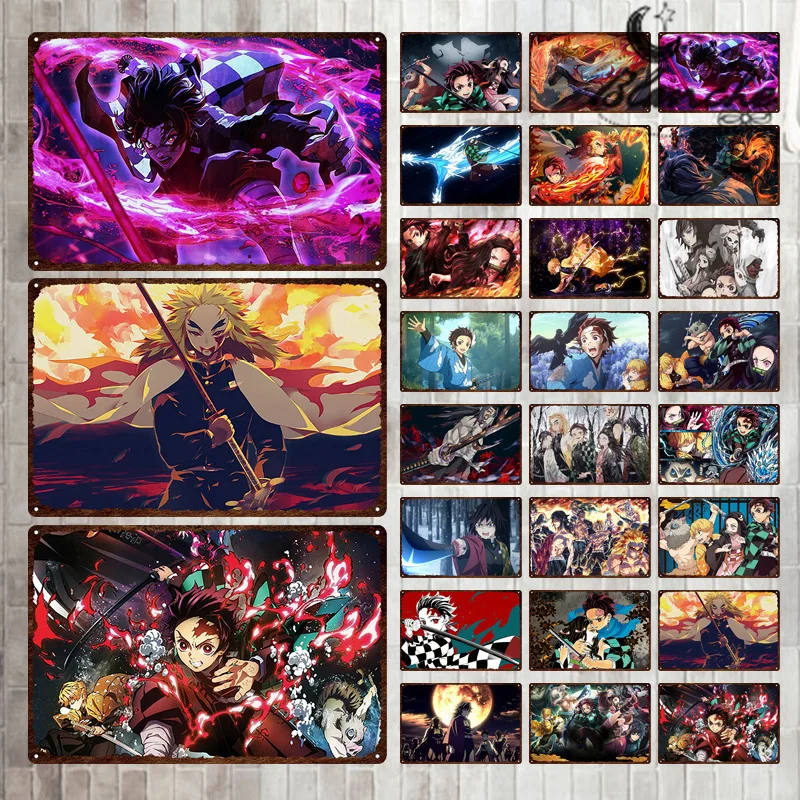 

Demon Slayer Animation Metal Sign Tin Iron Plate Rust Vintage Stills Figures Modern Wall Art Picture For Living Room Home Decor