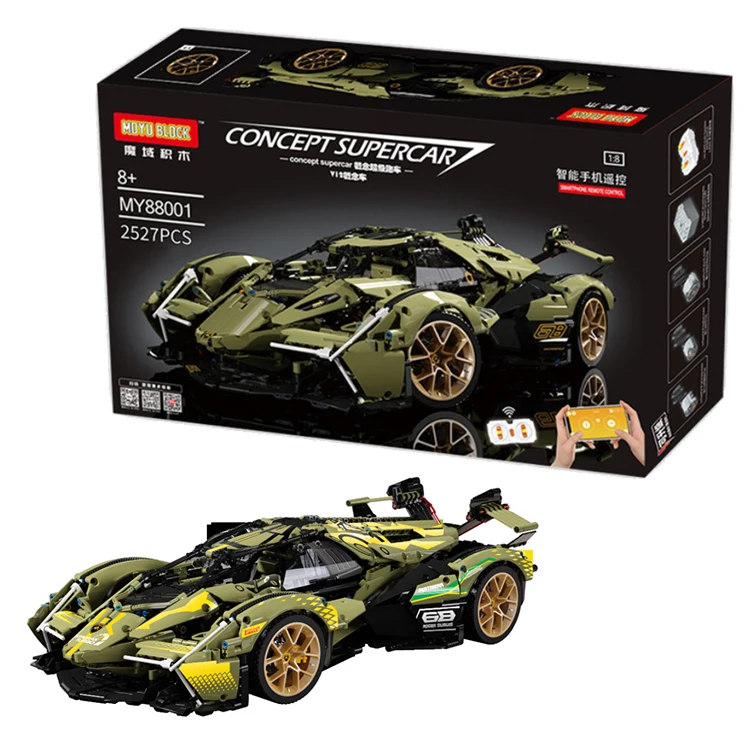 

Children'S Educational Sports Car Model V12 Sports Car Model App Programming Remote Control Car Assembling Building Block Toys