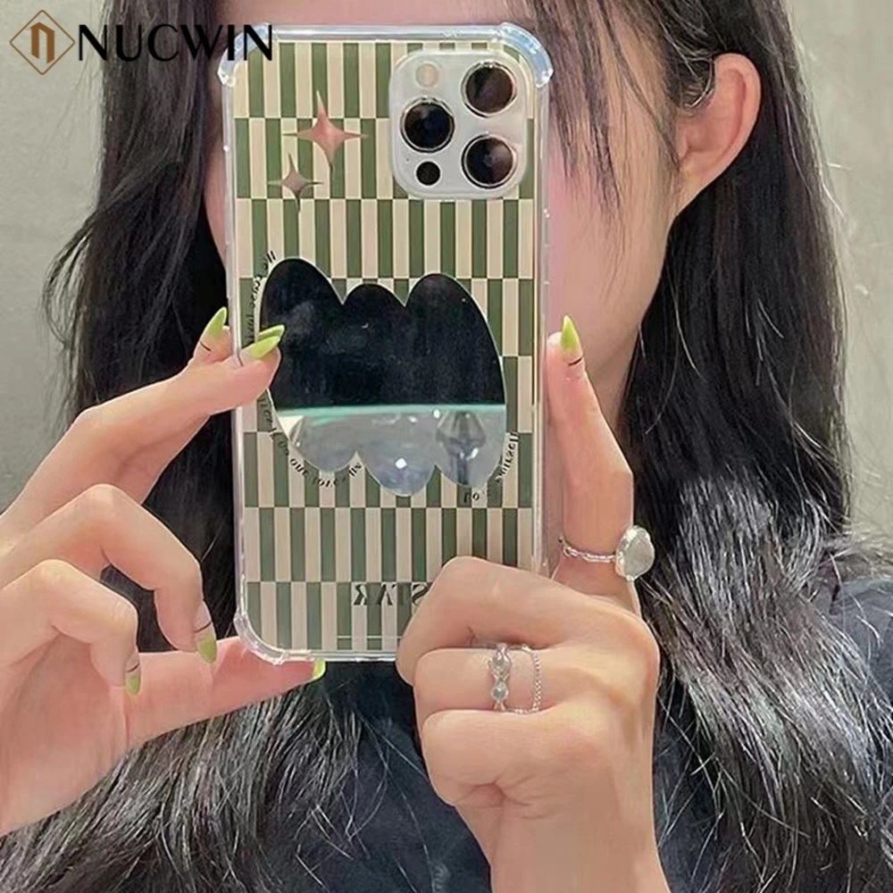 

Fashion Mirror Case For iPhone 13 12 11 Pro Max X Xr Xs Max 7 8 Plus Contrast Color Shockproof Lens Protection Soft TPU Cover