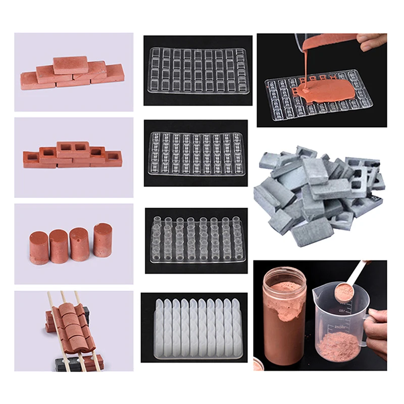 

1pc Sand Table Building Making Mini Brick Silicone Mold Cement Model Brick Small House Handmade DIY Home Decoration