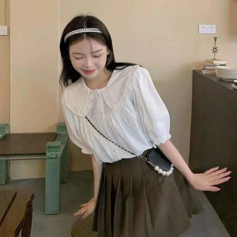 Женская летняя блузка с коротким рукавом свободного покроя