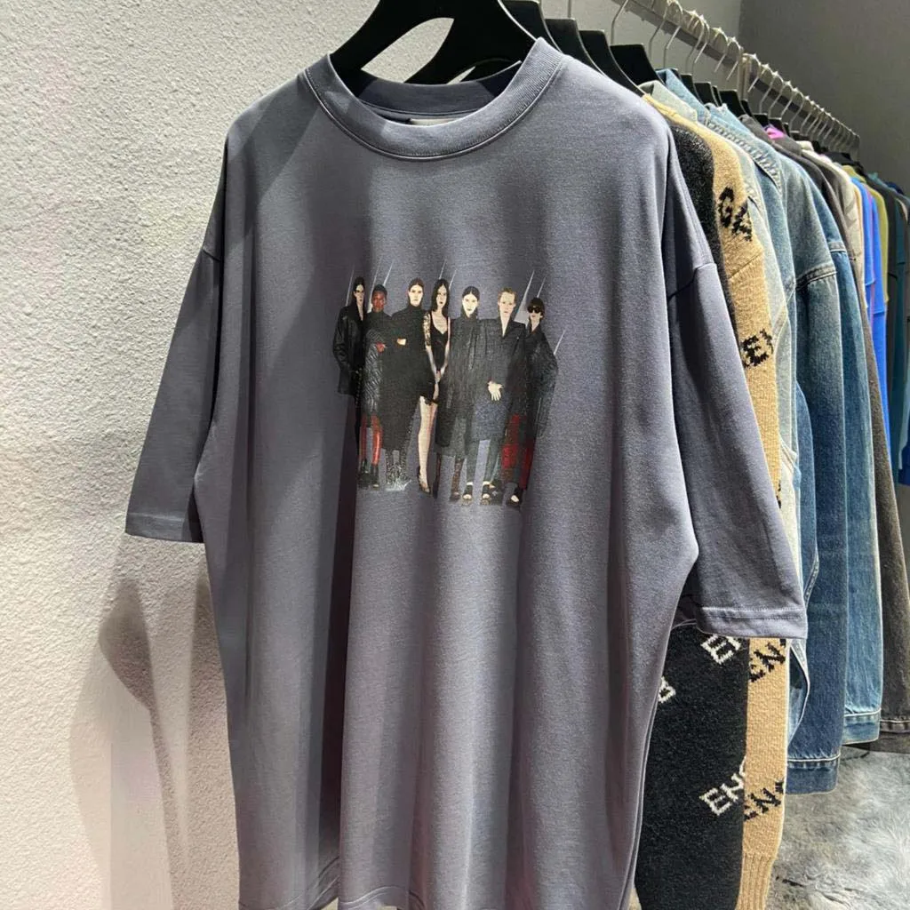 

2022 Luxury Brand Women Men T-shirts Character Print Crew Neck T-shirt Women Oversized Short Sleeve Runway Top Tees