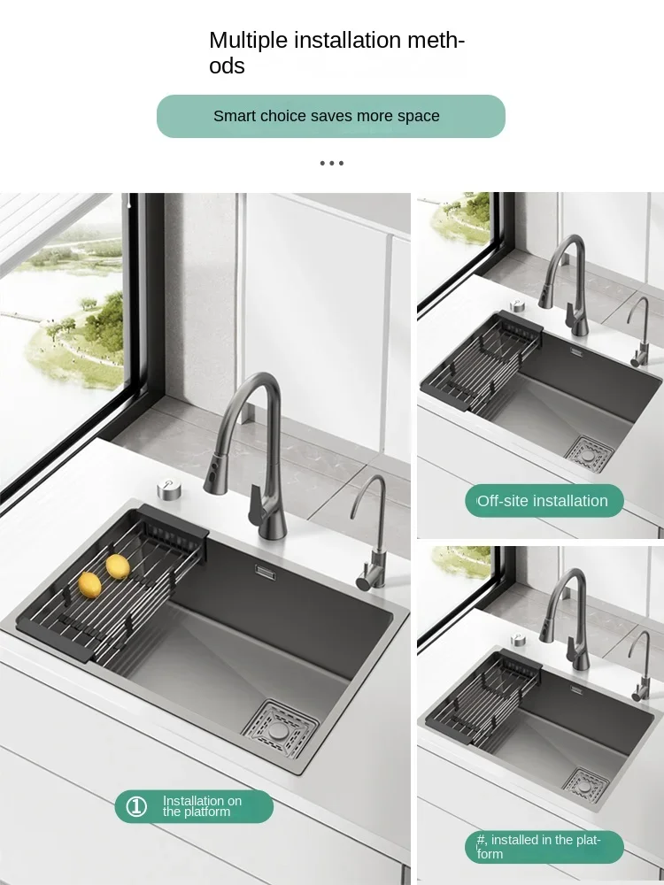 Кухонная мойка с пистолетом серая нано-раковина из нержавеющей стали