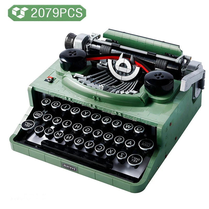 

Technical Expert Retro Printer Model Building Block Simulation Green Typewriter Assembly Bricks Toys DIY Set Gifts for Children