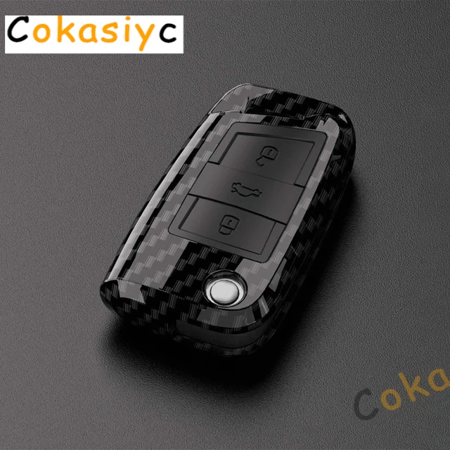 

Чехол для автомобильного ключа из углеродного волокна из АБС-пластика для VW Volkswagen Golf 7 MK7 Tiguan MK2 для SEAT Ateca Leon FR 2 Ibiza для Skoda Octavia