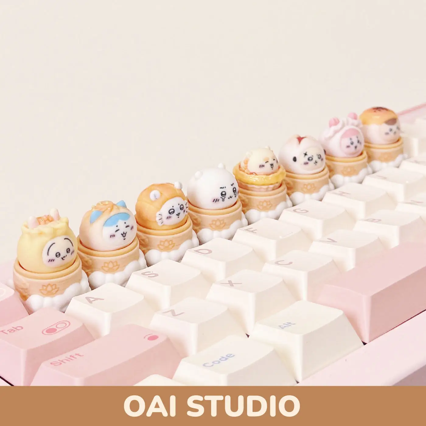 Фото Милые кейкапы Chiikawa Rakko Refreshment series, мультяшные кейкапы Momonga Kurimanju для механической клавиатуры, украшение для клавиатуры, подарок для девочки №2