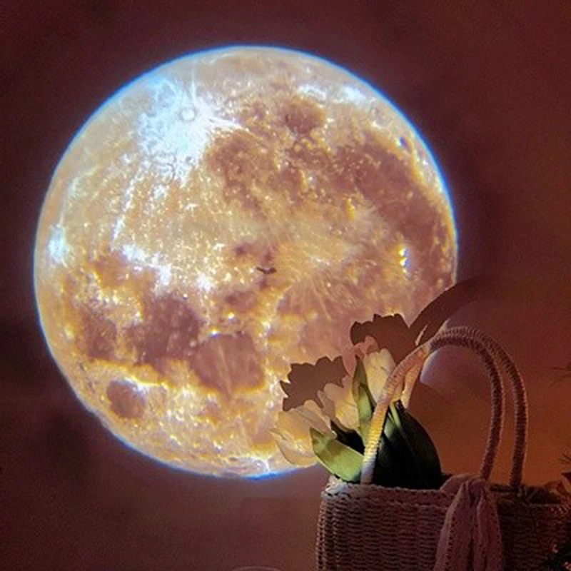 Лунный проектор лампа атмосферный ночник питание от батарейки проекционный