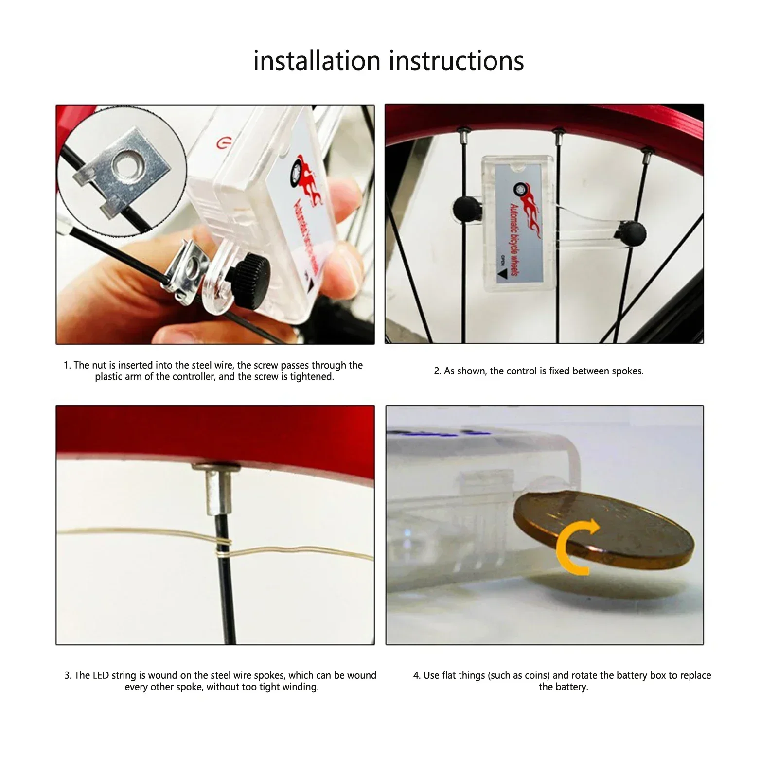 2 шт./упак. лампа со спицами светильник на колесо велосипеда светодиодный три