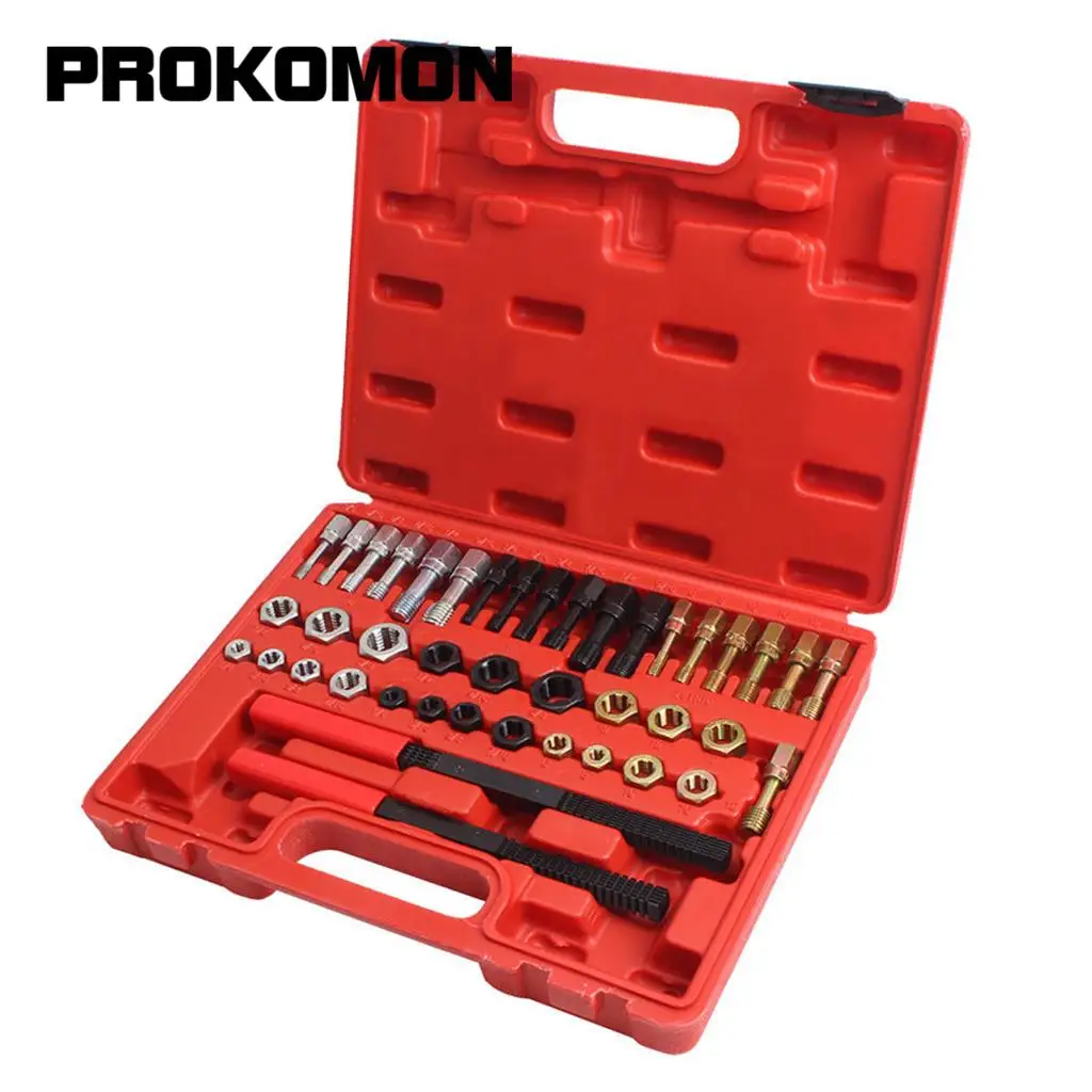 

Prokomon 42Pcs Portable Rethread Reapir Tools Kit Metric File Thread File UNF/UNC Rethreader Dies Taps Toolkit