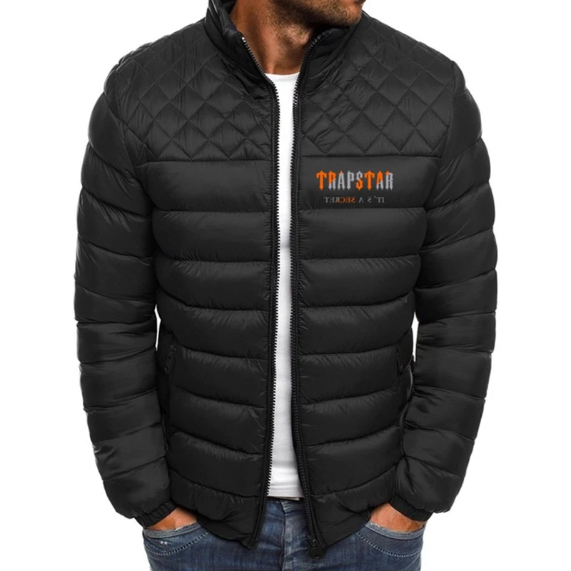 TRAPSTAR Mens Parka Jacket Winter Warm Coat Men Stand Collar Puffer Jacket Solid Plus Size Overcoat Zipper Streetwear Casual Jac
