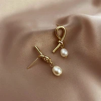 elegant imitation pearls earring knotted hollow baroque earrings elegant trendy vintage dangle earring