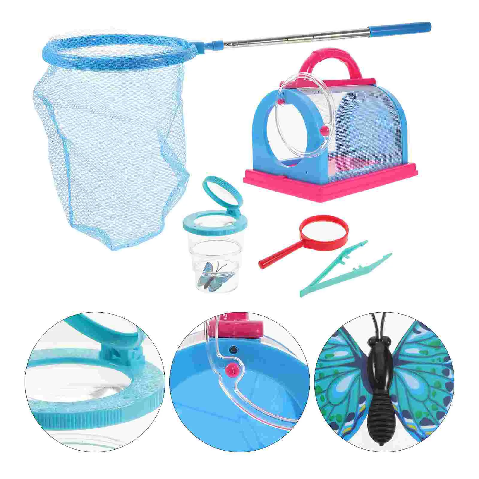 

Magnifying Glasses Kids Butterfly Net Bug Catching Kit Cage Outdoor Explorer 3-5 Insect Catcher Cloth Critter Child