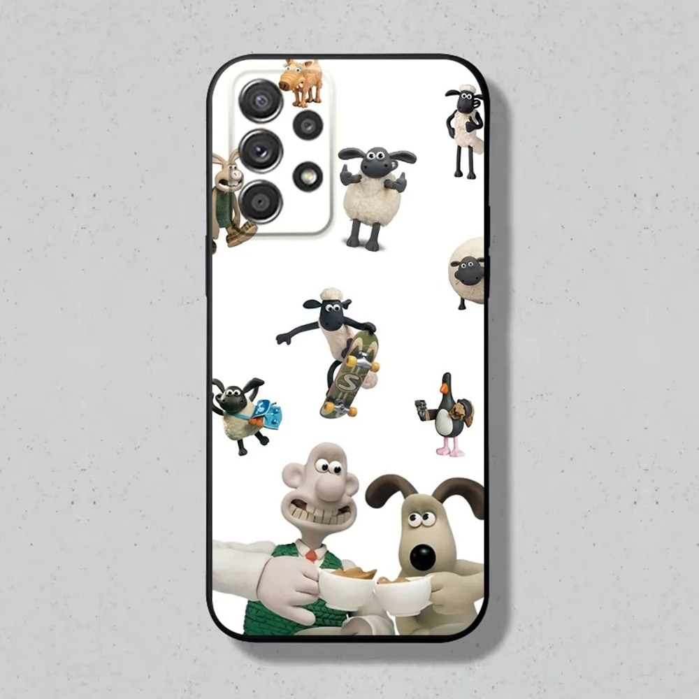 Cute W-Wallace G-Gromit Phone Case For Samsung S24 S23 S22 S21 S20 S10 S10E S9 Plus FE Note 20 Soft Black Cover Shell